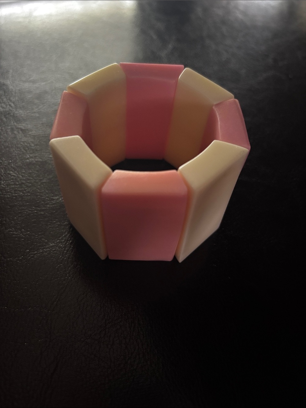 Pink & Cream Stretch Resin acrylic Bracelet vintage bracelet